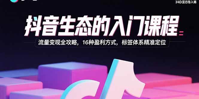 （15856期）抖音生态的入门课程：流量变现全攻略，16种盈利方式，标签体系精准定位_菜菜笔记