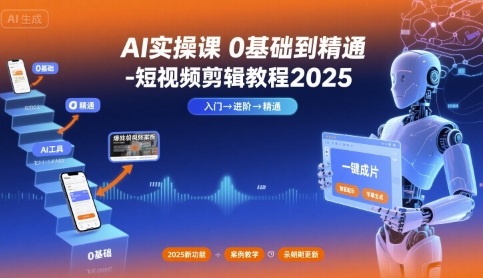 AI实操课0基础到精通-短视频剪辑教程2025_菜菜笔记