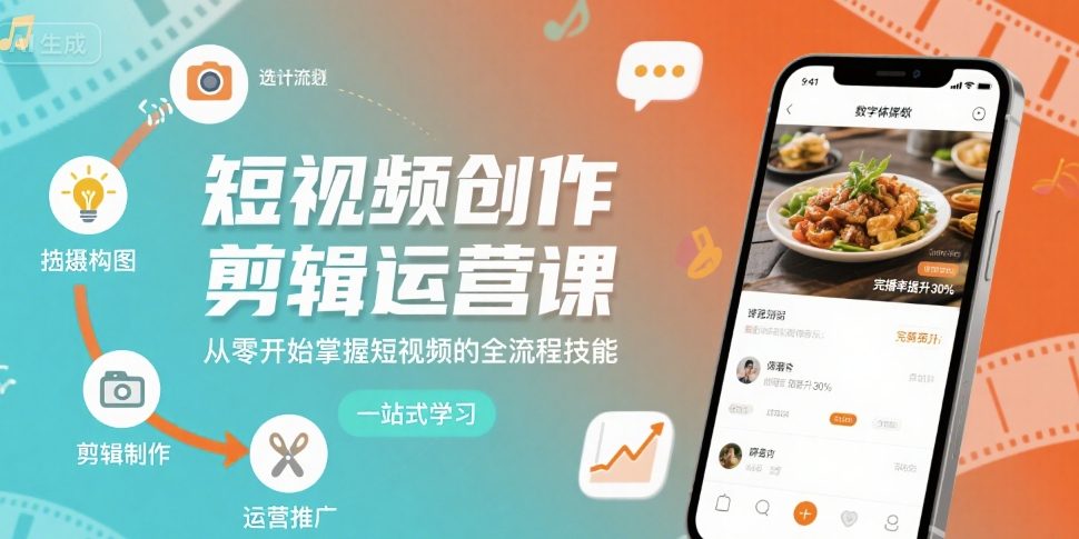短视频创作剪辑运营课，从零开始掌握短视频的全流程技能_菜菜笔记
