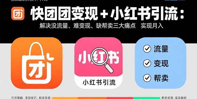 （15877期）快团团变现+小红书引流：解决没流量、难变现、缺帮卖三大痛点 实现月入3w+_菜菜笔记