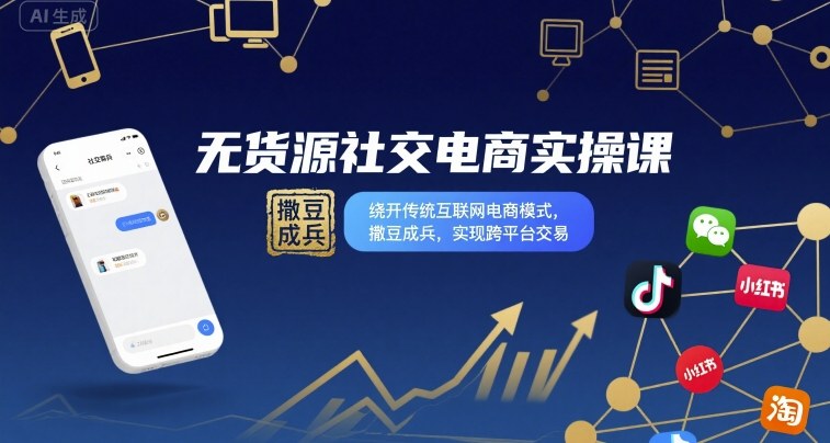 无货源社交电商实操课，绕开传统互联网电商模式，撒豆成兵，实现跨平台交易_菜菜笔记