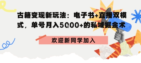 冷门暴利，超低成本复制古籍电子书，精准引流私域月销200+单_菜菜笔记