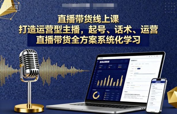直播带货线上课，打造运营型主播，起号、话术、运营，直播带货全方案系统化学习_菜菜笔记