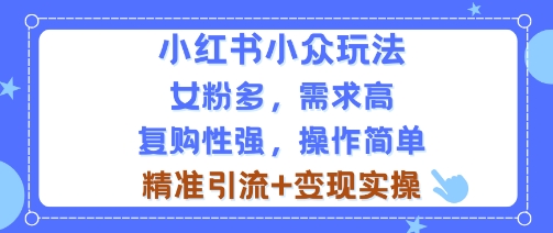 小红书小众玩法，女粉多，需求高，复购性强，操作简单精准引流+变现实操_菜菜笔记