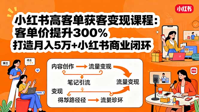 小红书高客单获客变现课程：客单价提升300%，打造月入10万+小红书商业闭环_菜菜笔记