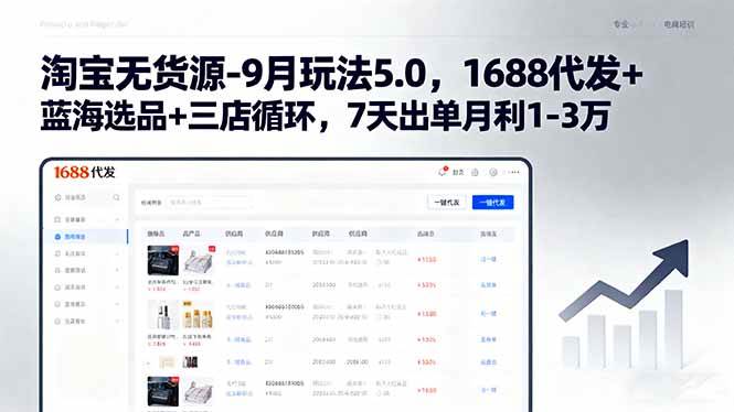 （15972期）淘宝无货源-9月玩法5.0，1688代发+蓝海选品+三店循环，7天出单月利1-3万_菜菜笔记