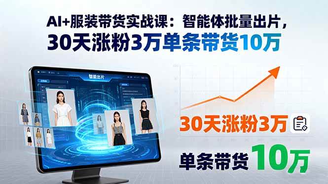 （15974期）AI+服装带货实战课：智能体批量出片，30天涨粉3万单条带货10万_菜菜笔记