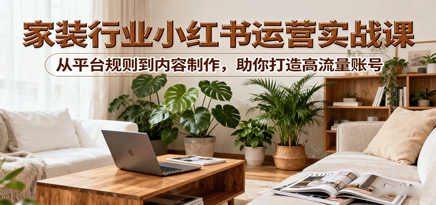 小红书家装行业运营实战课：从平台规则到内容制作，助你打造高流量账号_菜菜笔记