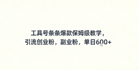 工具号条条爆款保姆级教学，引流创业粉，副业粉，单日6张_菜菜笔记