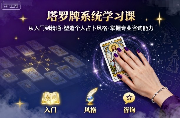 塔罗牌系统学习课，助你从入门到精通，塑造个人占卜风格，掌握专业咨询能力_菜菜笔记
