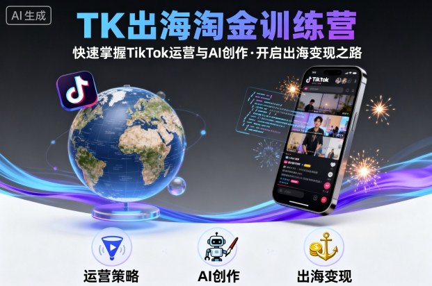 TK出海淘金训练营，助你快速掌握TikTok运营与AI创作，开启出海变现之路_菜菜笔记