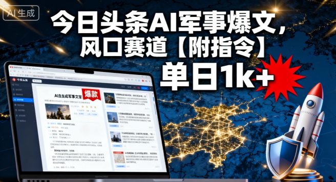 今日头条AI军事爆文，单日1k+，风口赛道【附指令】_菜菜笔记