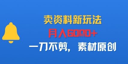 卖资料新玩法，月入6k+，一刀不剪，素材原创_菜菜笔记