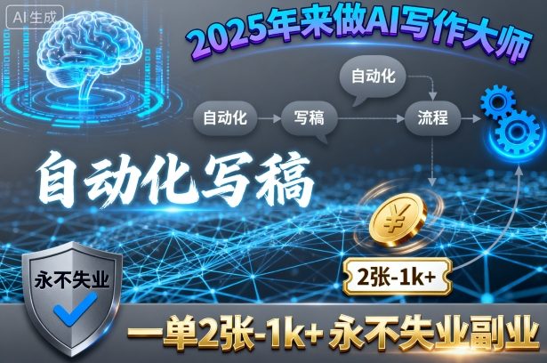 2025年来做AI写作大师，自动化写稿，一单2张-1k+，永不失业副业_菜菜笔记