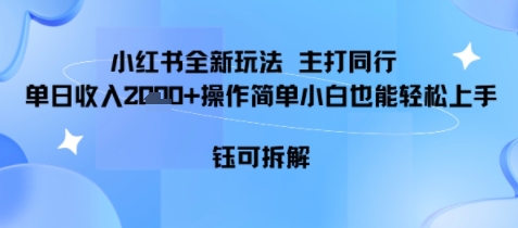 小红书同行项目，单日收益多张小白可轻松上手_菜菜笔记