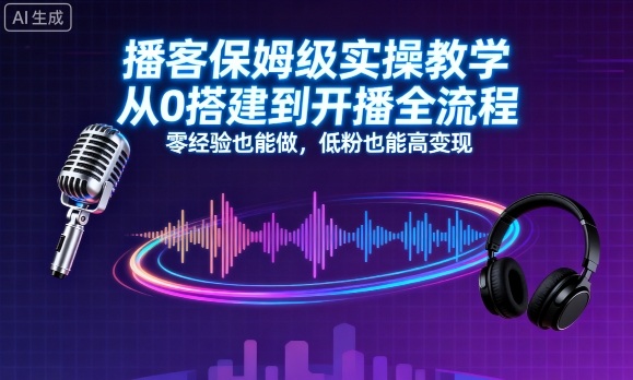 播客保姆级实操教学，从0搭建到开播全流程，零经验也能做，低粉也能高变现_菜菜笔记