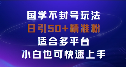 国学赛道不封号玩法，日引50+精准粉适合多平台，小白也可快速上手_菜菜笔记