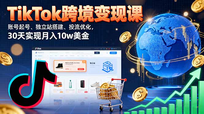 TikTok跨境变现课：账号起号、独立站搭建、投流优化，30天实现月入10w美金_菜菜笔记