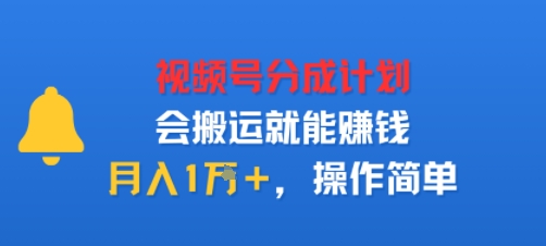 视项号分成计划会搬运就能賺钱，月入1W+，操作简单_菜菜笔记