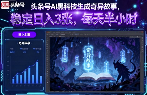 头条号AI黑科技生成奇异故事，稳定日入3张，每天半小时_菜菜笔记