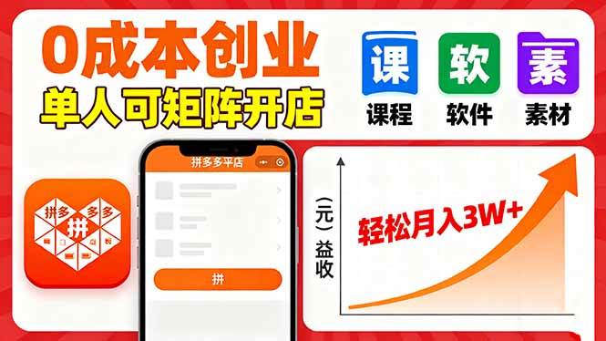 （16047期）拼多多虚拟电商，0成本，单人可矩阵开店，轻松月入3W+_菜菜笔记