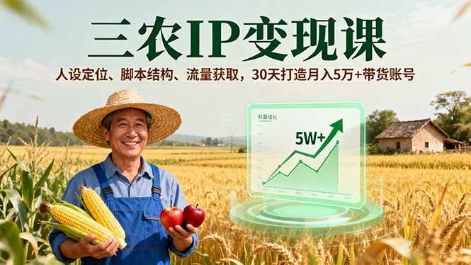 （16044期）三农IP变现课，人设定位、脚本结构、流量获取，30天打造月入5万+带货账号_菜菜笔记