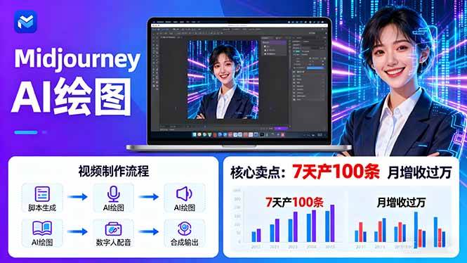 （16049期）AI绘图照片开口说话视频制作：Midjourney+数字人，7天产100条月增收过万_菜菜笔记