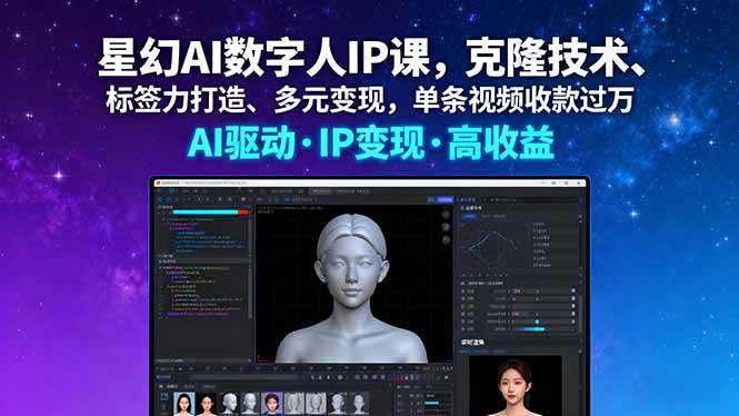 （16051期）星幻AI数字人IP课，克隆技术、标签力打造、多元变现，单条视频收款过万_菜菜笔记