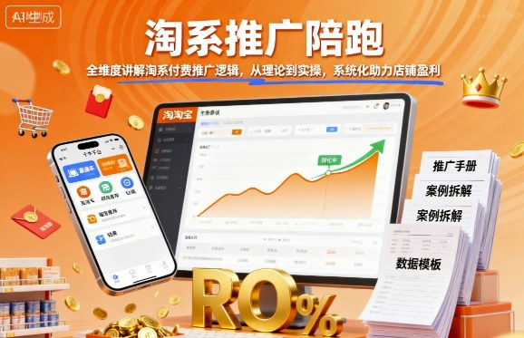 淘系推广陪跑，全维度讲解淘系付费推广逻辑，从理论到实操，系统化助力店铺盈利_菜菜笔记