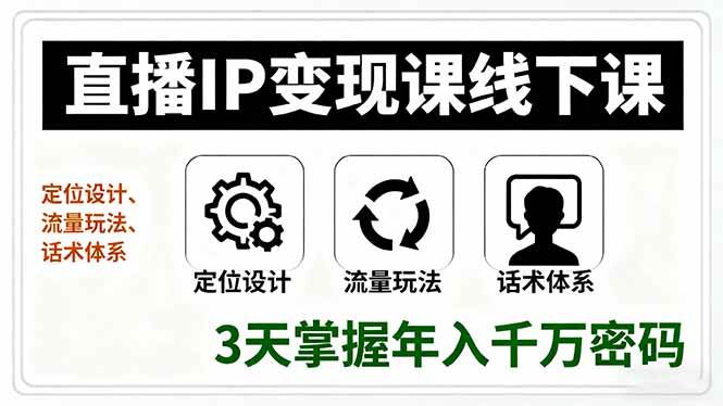 （16065期）直播IP变现课线下课，定位设计、流量玩法、话术体系，3天掌握年入千万密码_菜菜笔记