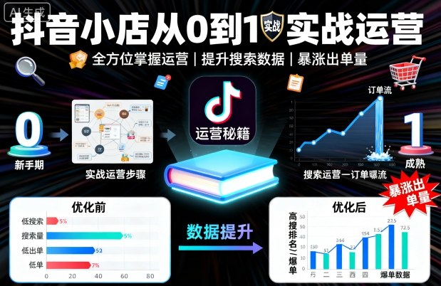 抖音小店从0到1实战运营，帮你全方位掌握小店运营，提升搜索数据与出单量_菜菜笔记