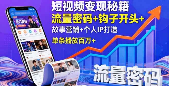 （16079期）短视频变现秘籍，流量密码+钩子开头+故事营销+个人IP打造，单条播放百万+_菜菜笔记