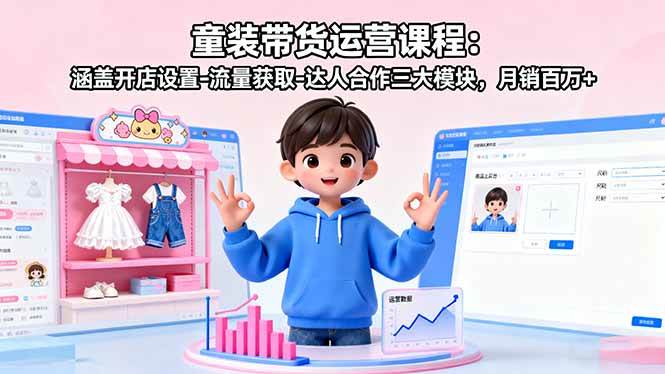 （16081期）童装带货运营课程：涵盖开店设置-流量获取-达人合作三大模块，月销百万+_菜菜笔记
