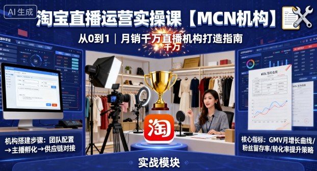 淘宝直播运营实操课【MCN机构】，从0到1做一家月销千W的直播机构_菜菜笔记