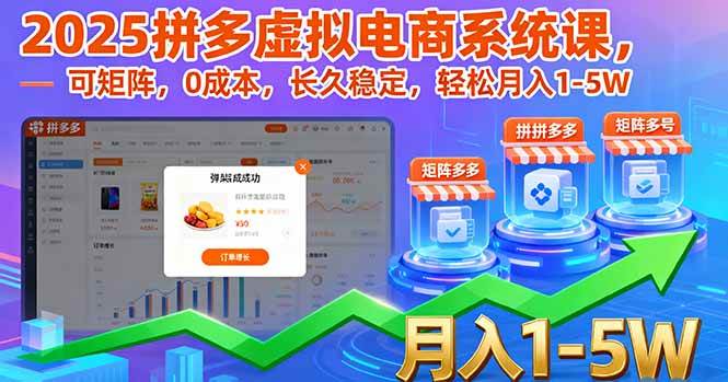 （16088期）2025拼多多虚拟电商系统课，可矩阵，0成本，长久稳定，轻松月入1-5W_菜菜笔记