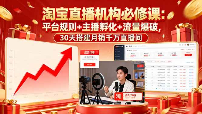 （16087期）淘宝直播机构必修课：平台规则/主播孵化/流量爆破,30天搭建月销千万直播间_菜菜笔记