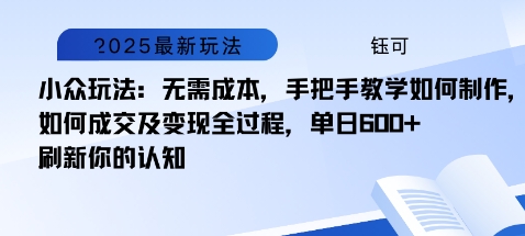 小众玩法：无需成本，手把手教学如何制作，如何成交及变现全过程，单日6张_菜菜笔记