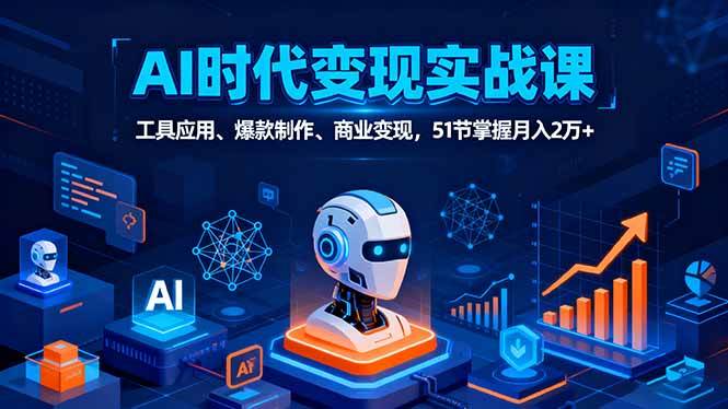 （16093期）AI时代全场景实战课，工具应用、爆款制作、商业变现，51节掌握月入2万+_菜菜笔记