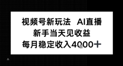 视频号新玩法AI直播，新手小白当天见收益，月入4k+_菜菜笔记