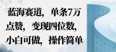 蓝海赛道，单条7W点赞，变现四位数，小白可做，操作简单_菜菜笔记