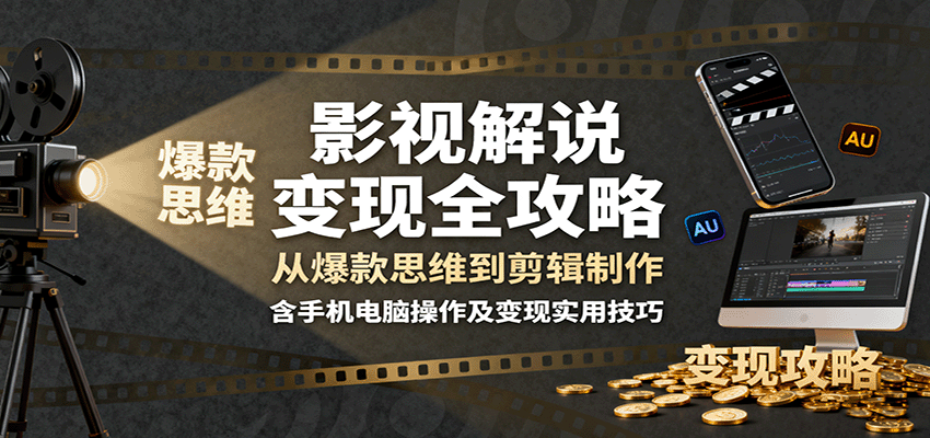 影视解说变现全攻略：从爆款思维到剪辑制作，含手机电脑操作及变现实用技巧_菜菜笔记