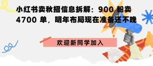 小红书卖秋招信息拆解900粉卖4700单，明年布局现在准备还不晚_菜菜笔记