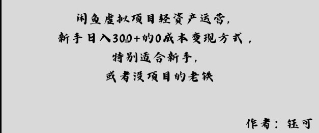 闲鱼虚拟项目轻资产运营，新手日入3张+的0成本变现方式，特别适合新手，或者没项目的老铁_菜菜笔记