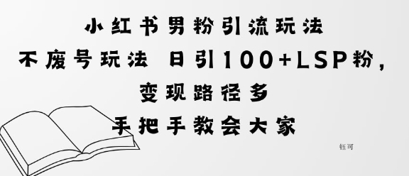 小红书男粉引流玩法不废号玩法日引100+LSP粉，变现路径多_菜菜笔记
