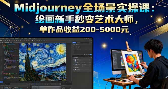（16125期）Midjourney全场景实操课：绘画新手秒变艺术大师，单作品收益200-5000元_菜菜笔记