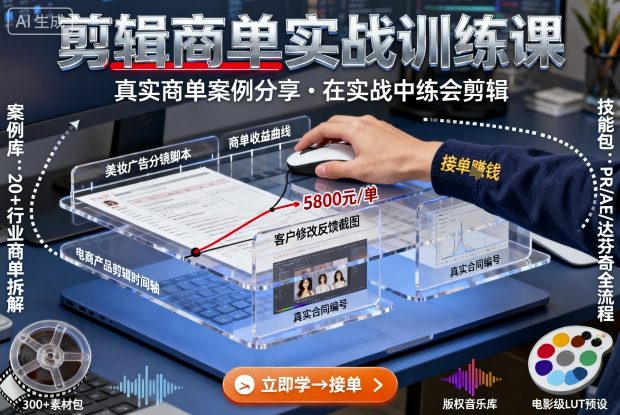 剪辑商单实战训练课，真实商单案例分享，在实战中练会剪辑_菜菜笔记