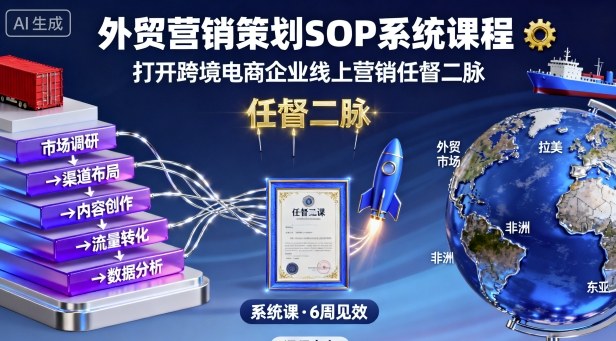 外贸营销策划SOP系统课程，打开跨境电商企业线上营销任督二脉_菜菜笔记
