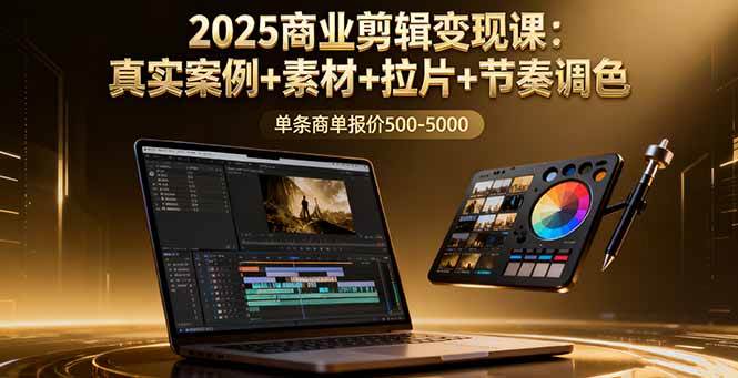 （16130期）2025商业剪辑变现课：真实案例+素材+拉片+节奏调色，单条商单报价500-5000_菜菜笔记