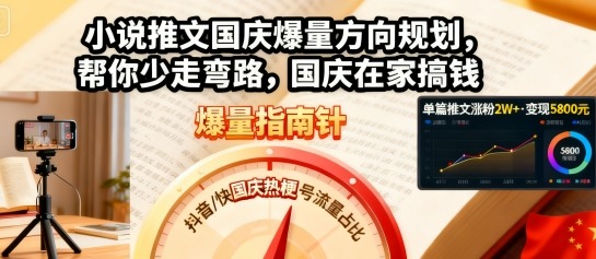 小说推文国庆爆量方向规划，帮你少走弯路，国庆在家搞钱_菜菜笔记
