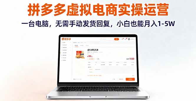 （16138期）拼多多虚拟电商实操运营，一台电脑，无需手动发货回复，小白也能月入1-5W_菜菜笔记